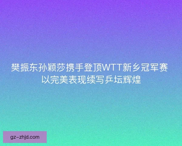 樊振东孙颖莎携手登顶WTT新乡冠军赛 以完美表现续写乒坛辉煌